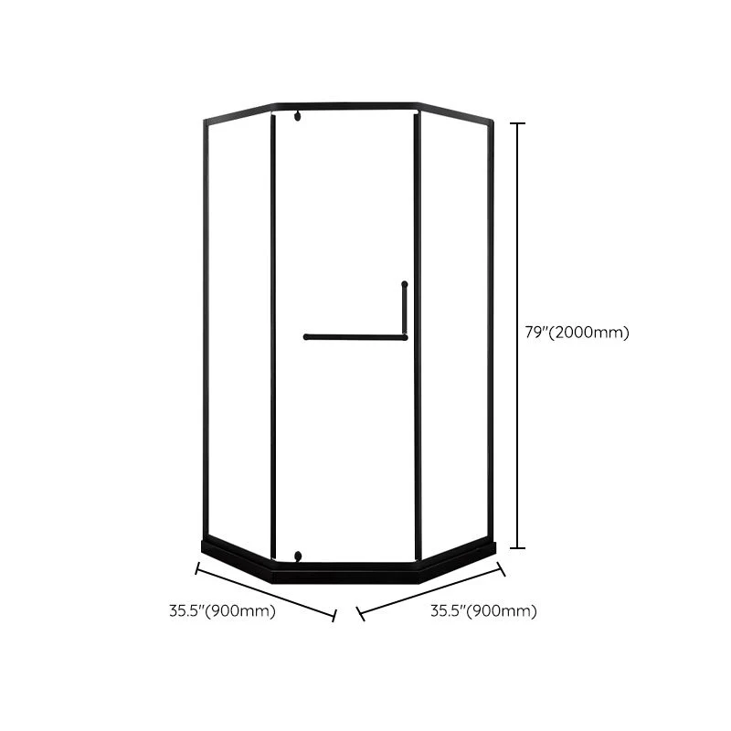 Cabina de ducha moderna, mampara de ducha con manija de puerta de esquina de vidrio transparente negro Clearhalo