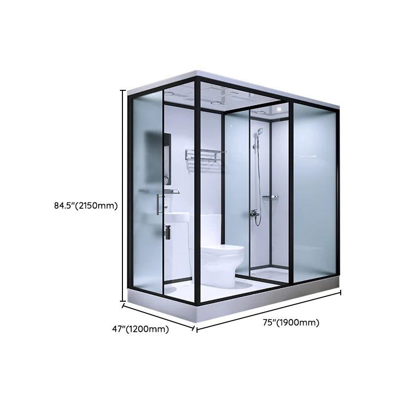 Cabina de ducha moderna de vidrio templado con barra para toallas, mampara de ducha deslizante individual Clearhalo