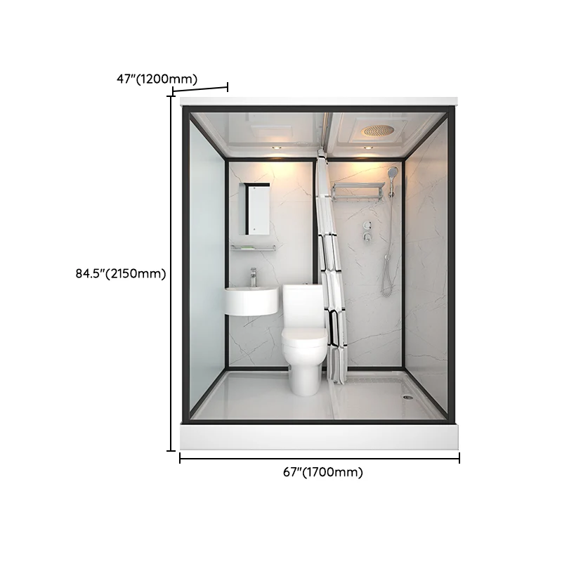 Cabina de ducha moderna de vidrio templado con barra para toallas, mampara de ducha deslizante individual Clearhalo
