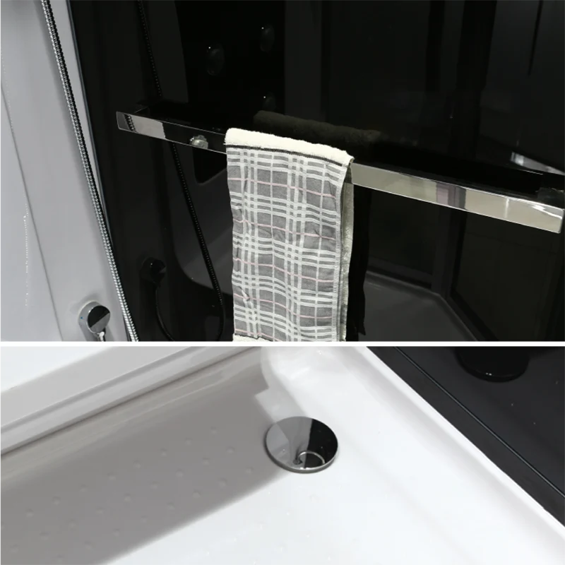 Cabina de ducha de neoángulo Cabina de ducha de vidrio templado transparente con piso de ducha Clearhalo