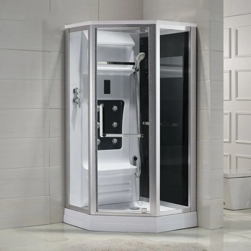 Cabina de ducha de neoángulo Cabina de ducha de vidrio templado transparente con piso de ducha Clearhalo