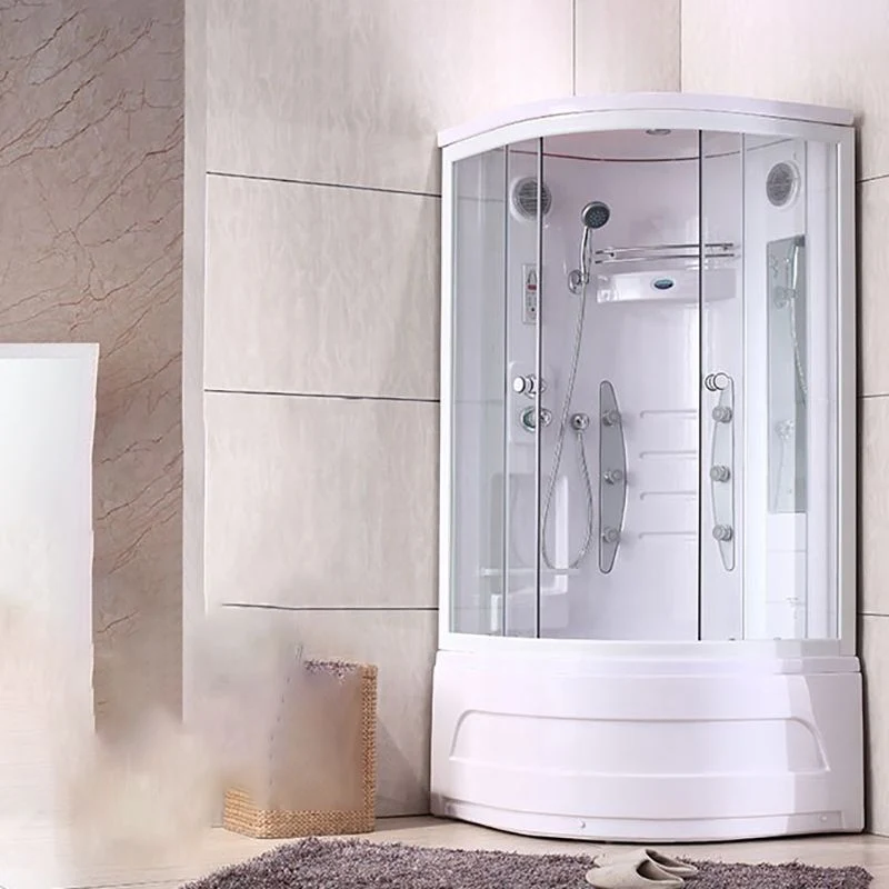 Cabina de ducha Neo-Round Cabina de ducha de vidrio templado blanco con manijas de puerta Clearhalo