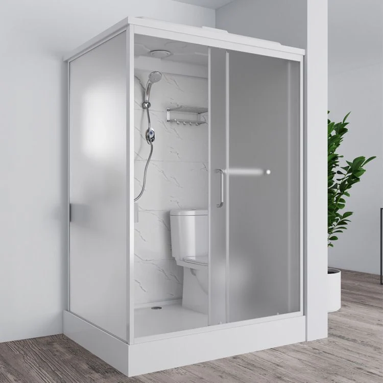 Cabina de ducha rectangular blanca con base de ducha Cabina de ducha de vidrio templado Clearhalo