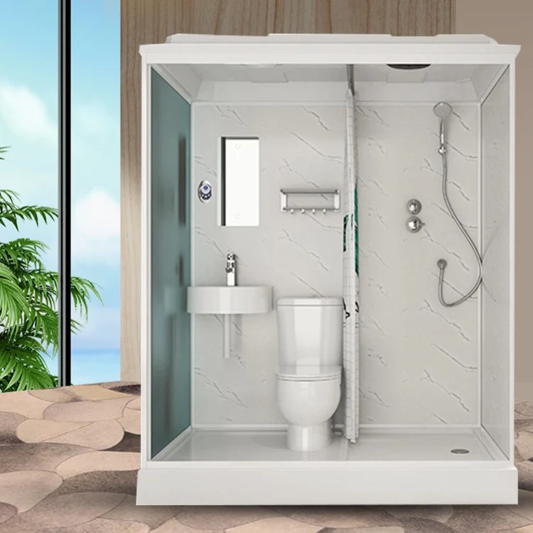 Cabina de ducha rectangular blanca con base de ducha Cabina de ducha de vidrio templado Clearhalo