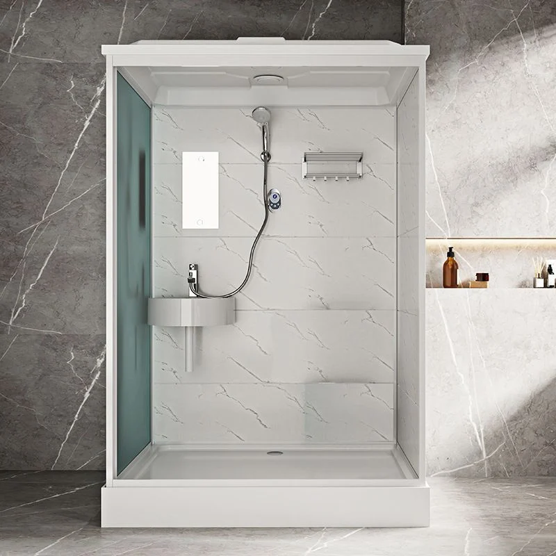 Cabina de ducha rectangular blanca con base de ducha Cabina de ducha de vidrio templado Clearhalo