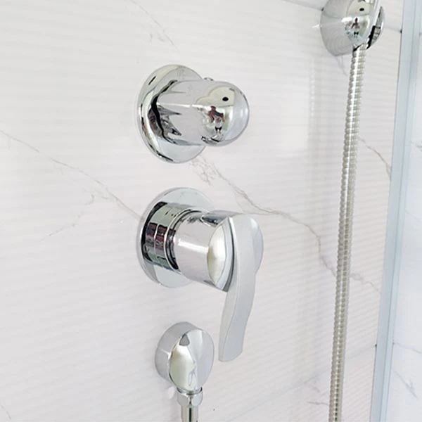Cabina de ducha rectangular blanca con base de ducha Cabina de ducha de vidrio templado Clearhalo