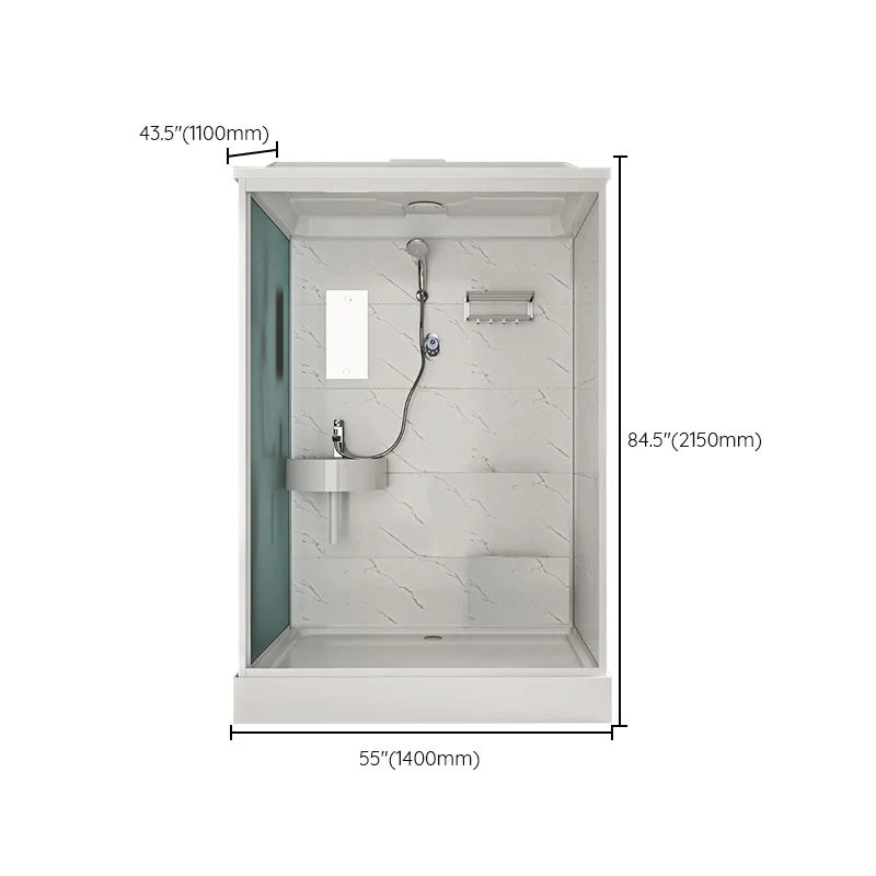 Cabina de ducha rectangular blanca con base de ducha Cabina de ducha de vidrio templado Clearhalo