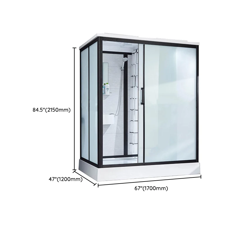 Cabina de ducha rectangular Cabina de ducha deslizante individual con barra para toallas Clearhalo