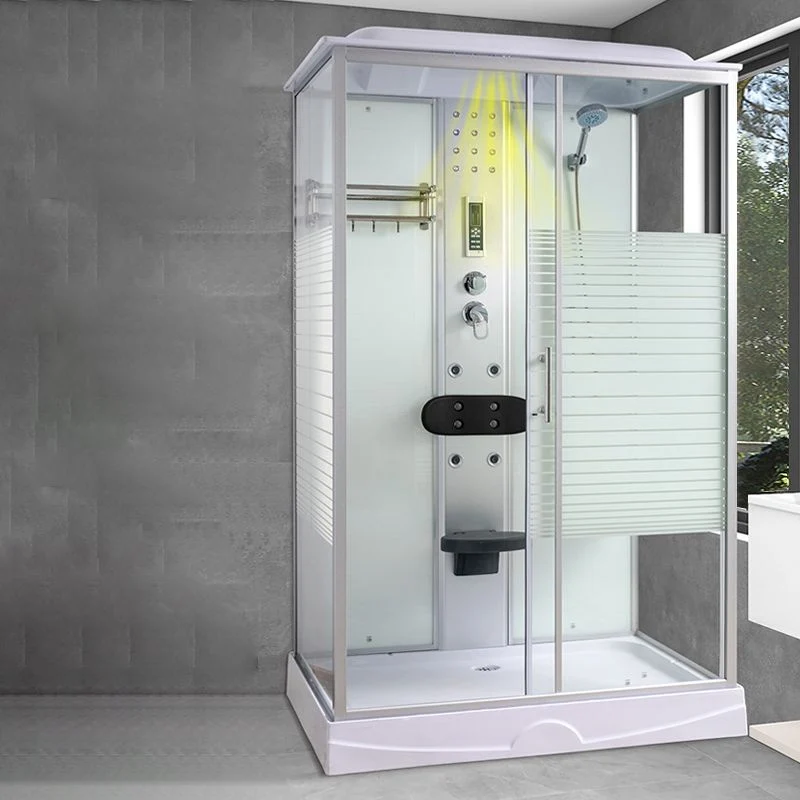 Cabina de ducha rectangular Cabina de ducha de vidrio templado con barra para toallas Clearhalo