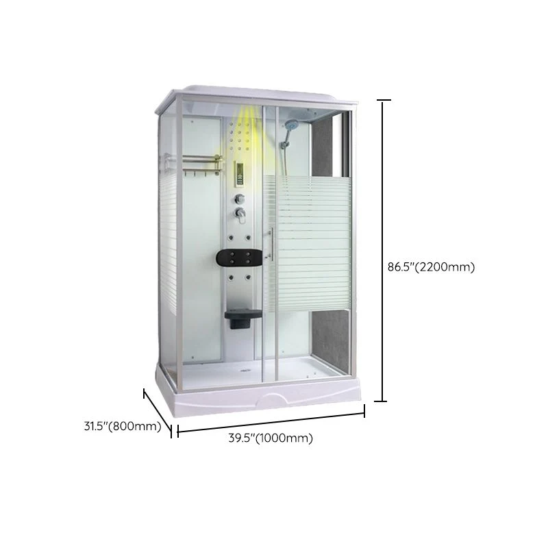 Cabina de ducha rectangular Cabina de ducha de vidrio templado con barra para toallas Clearhalo