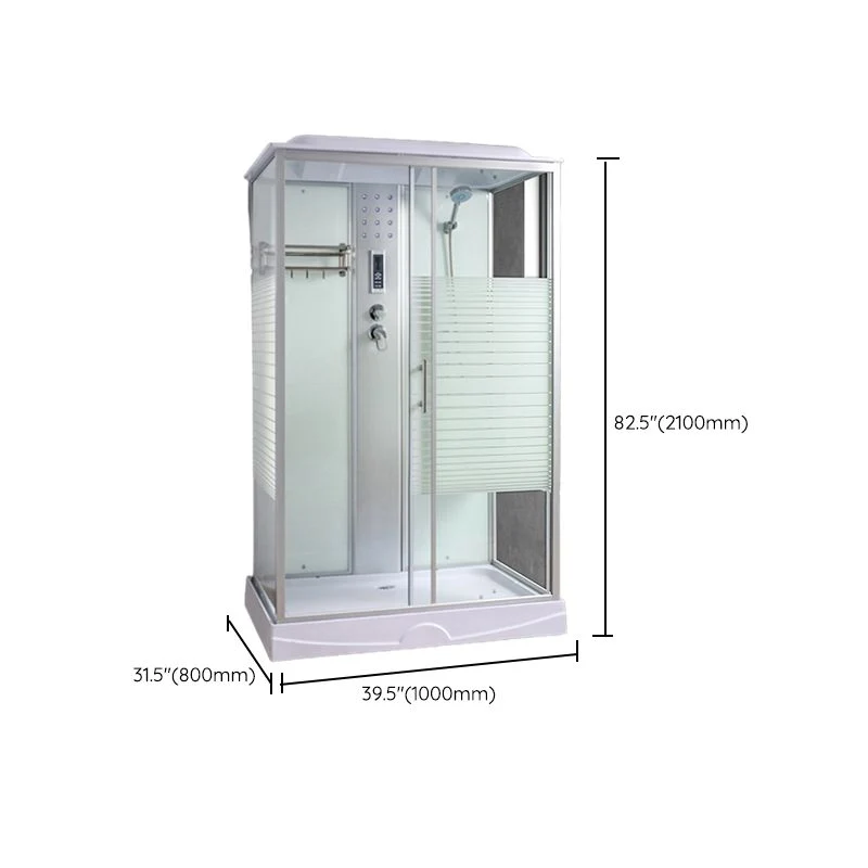 Cabina de ducha rectangular Cabina de ducha de vidrio templado con barra para toallas Clearhalo