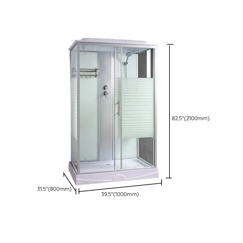 Cabina de ducha rectangular Cabina de ducha de vidrio templado con barra para toallas Clearhalo