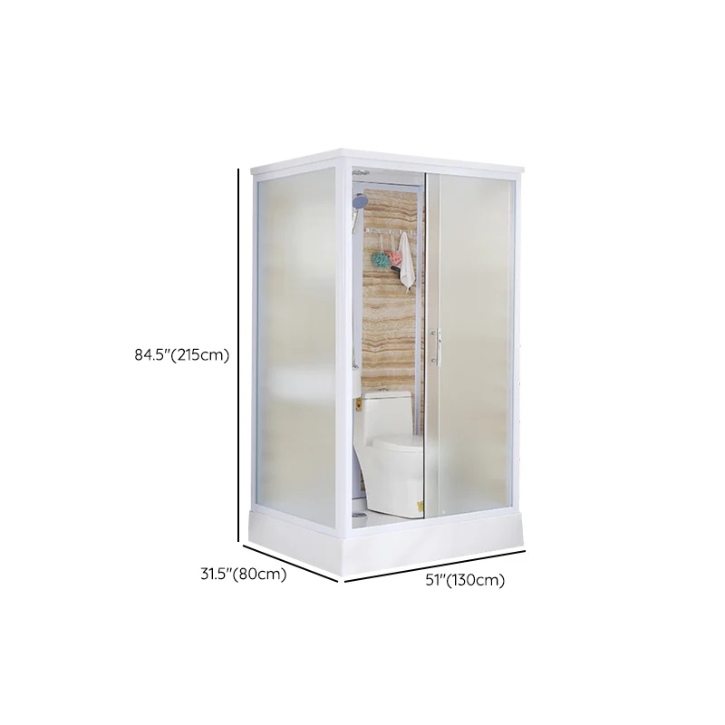 Cabina de ducha rectangular con puerta corrediza y ducha de vidrio esmerilado Clearhalo
