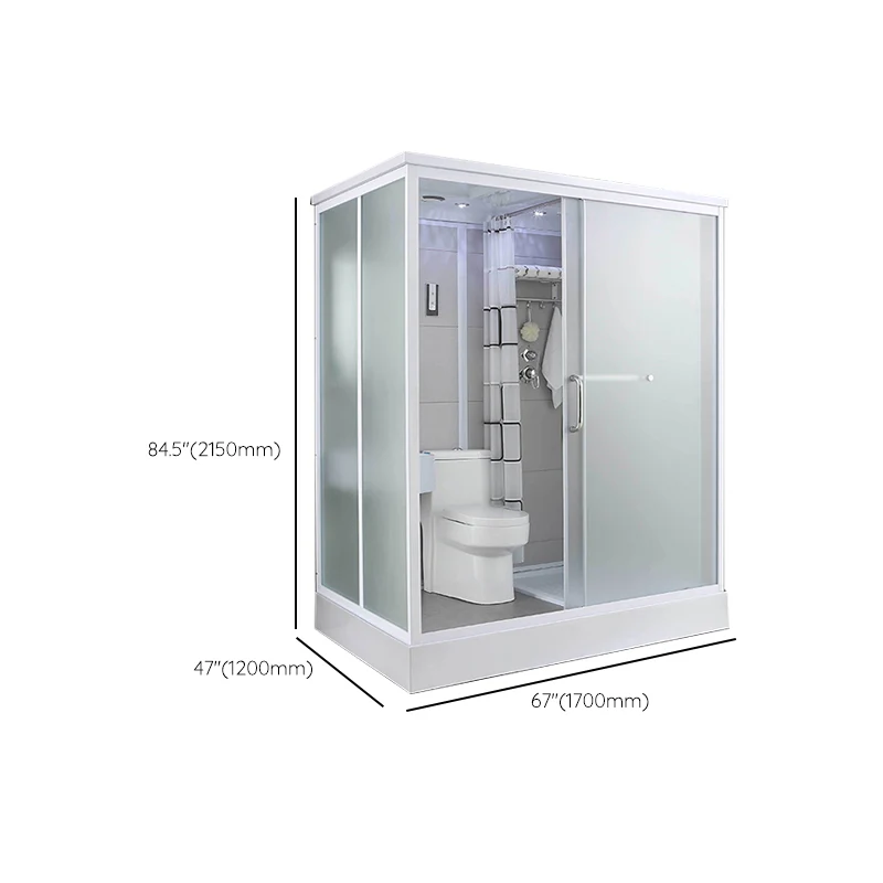 Cabina de ducha rectangular esmerilada con kit de ducha blanca deslizante individual Clearhalo