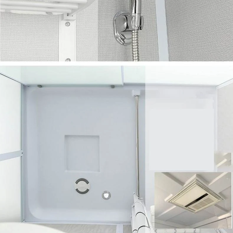 Cabina de ducha rectangular esmerilada con kit de ducha blanca deslizante individual Clearhalo