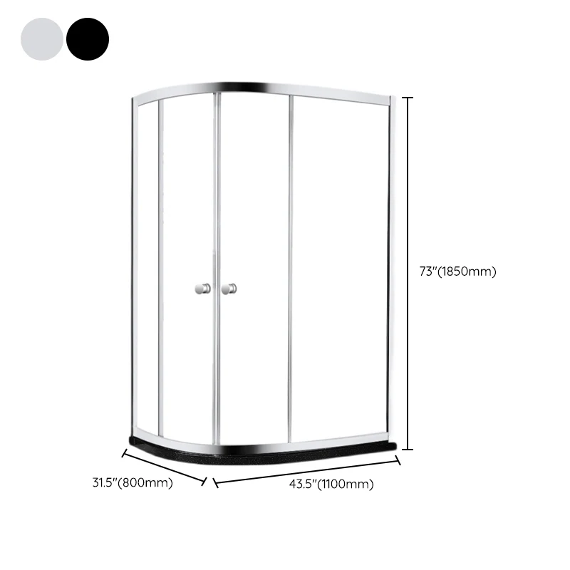Cabina de ducha redondeada Cabina de ducha de esquina semi-frameless con vidrio templado Clearhalo