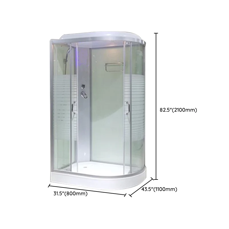 Cabina de ducha redondeada de doble deslizamiento Cabina de ducha de vidrio templado con ducha de mano Clearhalo