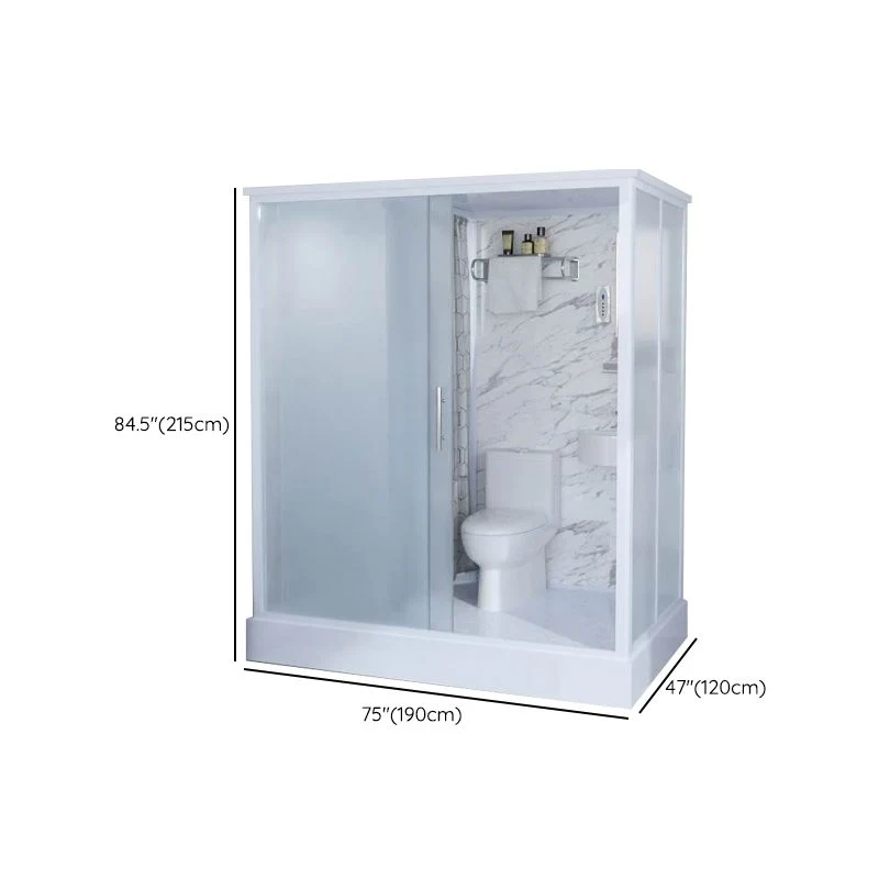 Cabina de ducha de vidrio esmerilado blanco, cuarto de ducha con puerta corredera individual Clearhalo