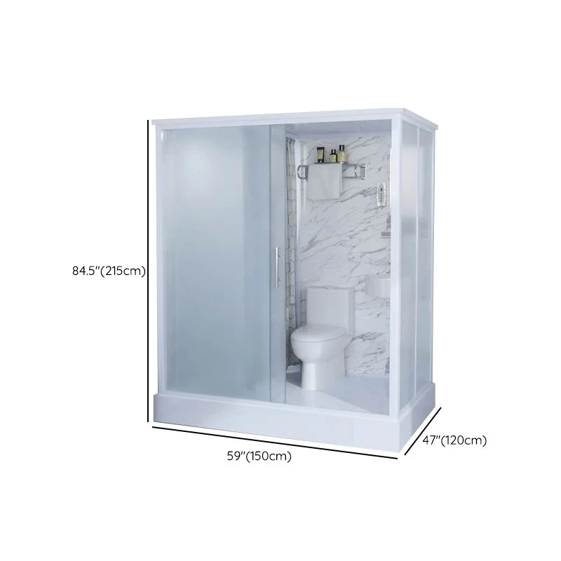 Cabina de ducha de vidrio esmerilado blanco, cuarto de ducha con puerta corredera individual Clearhalo