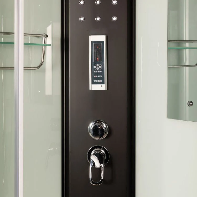Cabina de ducha de vidrio templado Cabina de ducha con puerta corredera doble negra Clearhalo