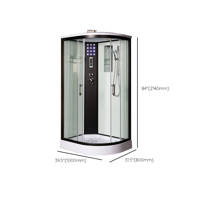 Cabina de ducha de vidrio templado Cabina de ducha con puerta corredera doble negra Clearhalo