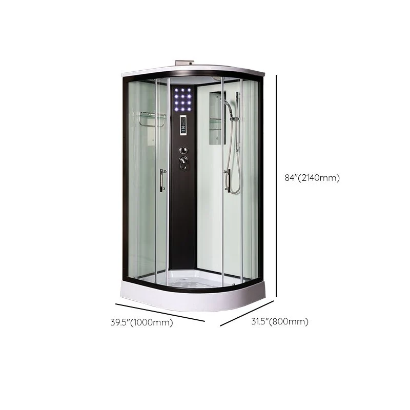 Cabina de ducha de vidrio templado Cabina de ducha con puerta corredera doble negra Clearhalo