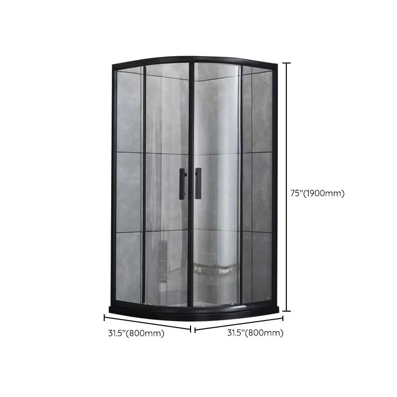 Cabina de ducha de vidrio templado con cabina de ducha redondeada de panel fijo Clearhalo