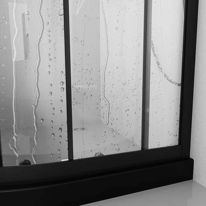 Cabina de ducha de vidrio templado con cabina de ducha redondeada de panel fijo Clearhalo