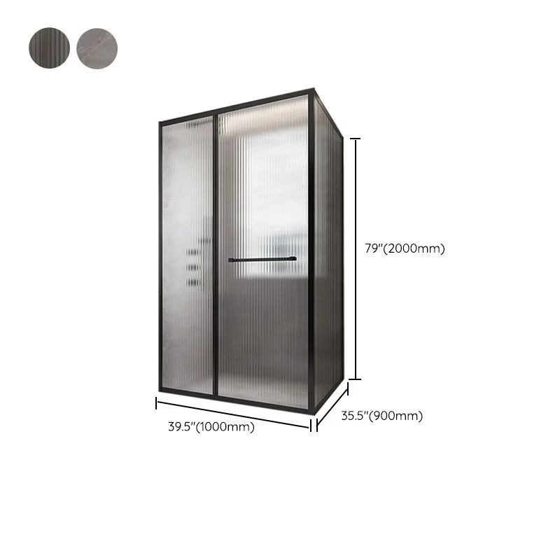 Cabina de ducha de vidrio templado con mampara de ducha cuadrada enmarcada en negro Clearhalo