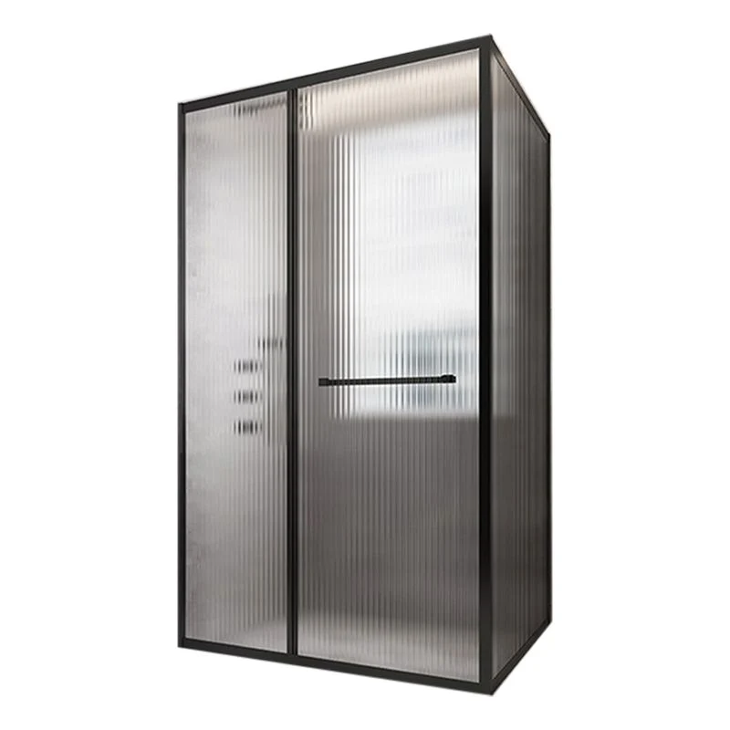 Cabina de ducha de vidrio templado con mampara de ducha cuadrada enmarcada en negro Clearhalo
