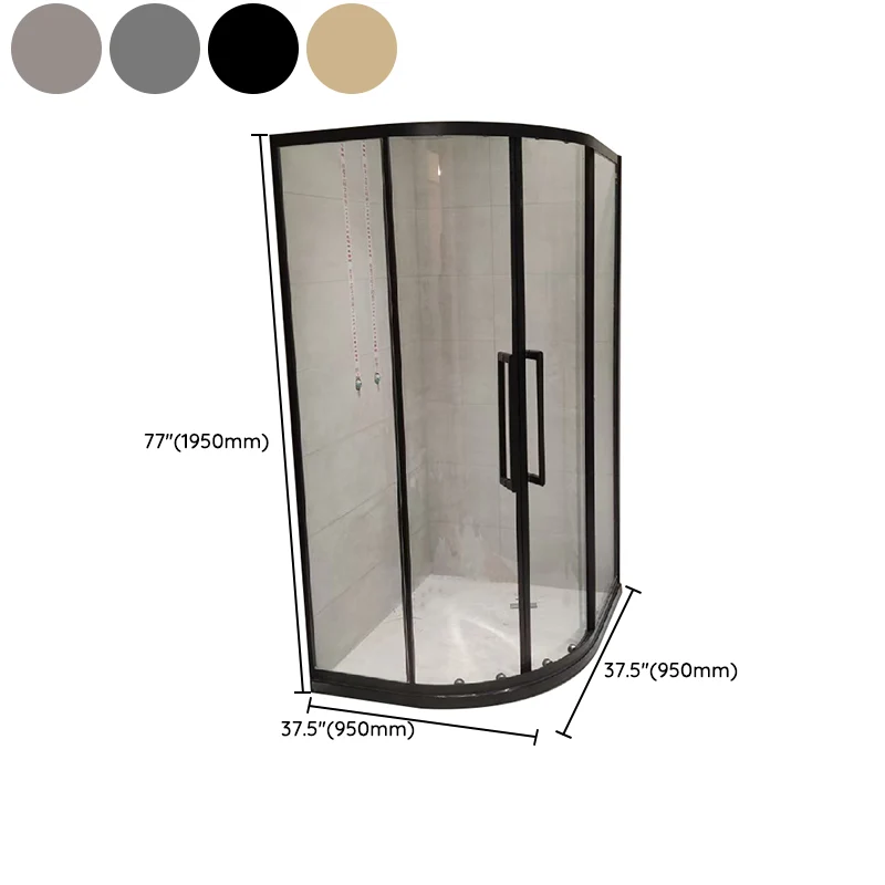 Cabina de ducha de vidrio templado transparente Mampara de ducha redonda en la esquina Clearhalo