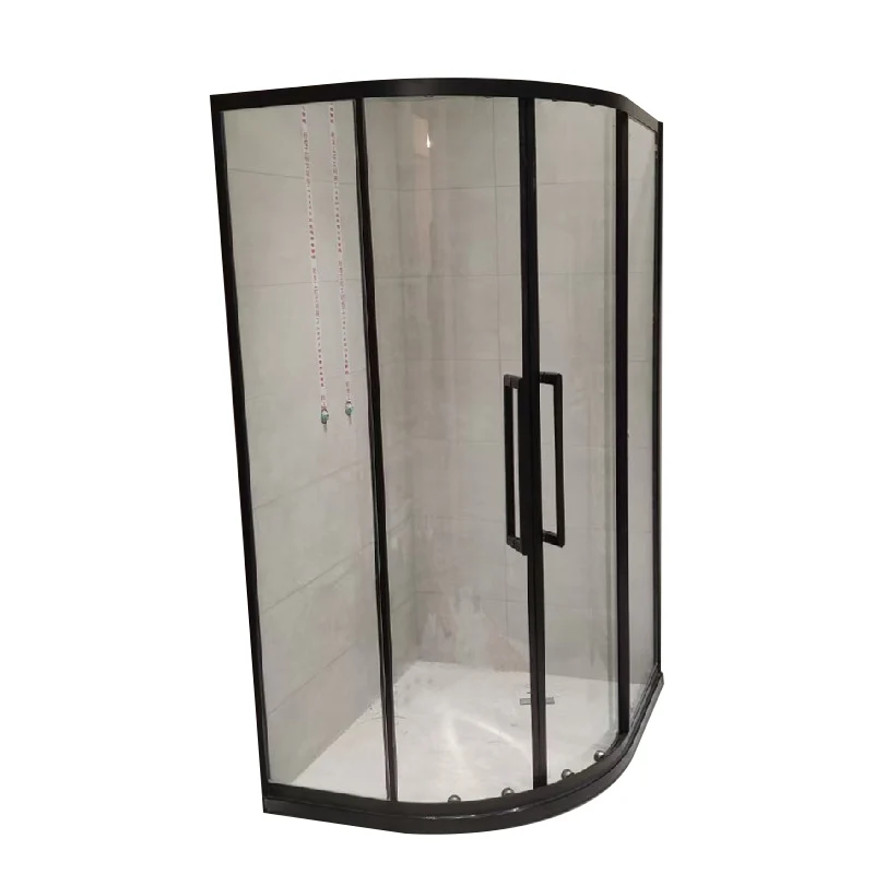 Cabina de ducha de vidrio templado transparente Mampara de ducha redonda en la esquina Clearhalo