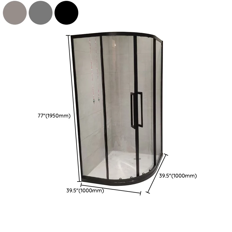 Cabina de ducha de vidrio templado transparente Mampara de ducha redonda en la esquina Clearhalo