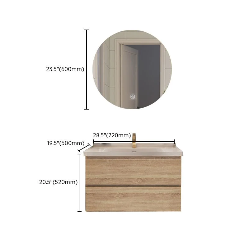 Cajones Tocador de baño Espejo de madera Rectángulo Fregadero individual Montaje en pared Juego de tocador Clearhalo