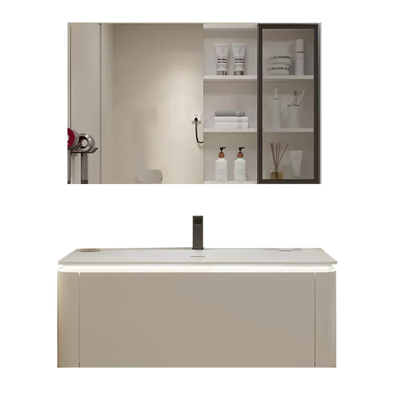 Consola abierta estándar de un lavabo, color blanco, montada en la pared, con juego de lavabo Clearhalo