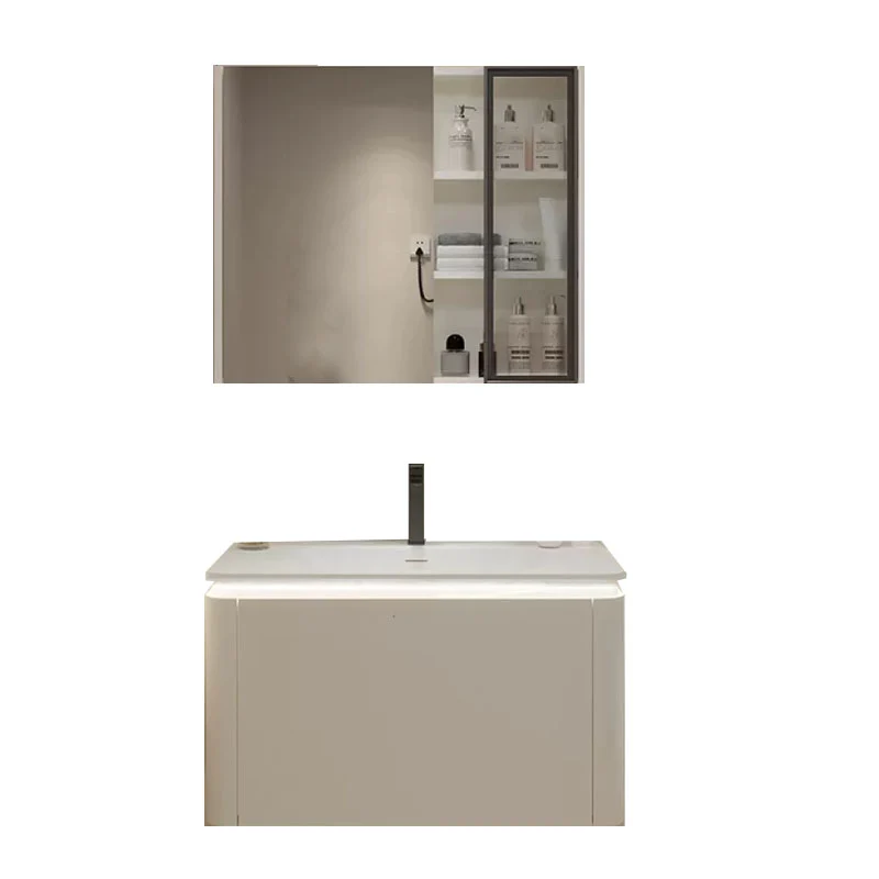 Consola abierta estándar de un lavabo, color blanco, montada en la pared, con juego de lavabo Clearhalo