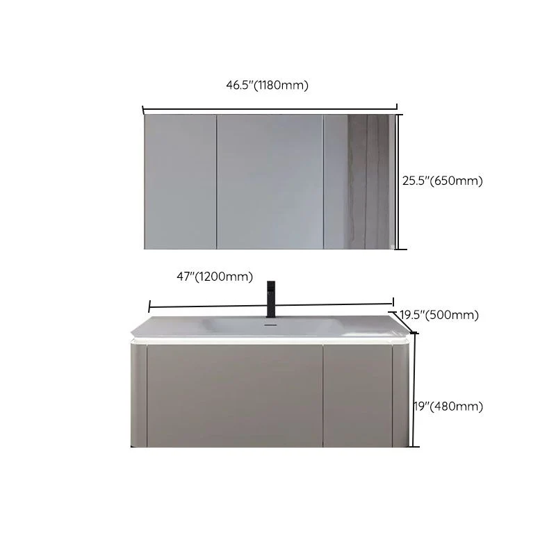 Consola abierta estándar montada en la pared rectangular moderna con juego de fregadero Clearhalo
