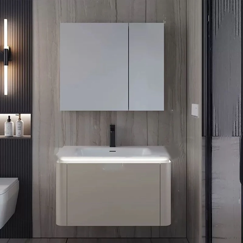 Consola abierta estándar montada en la pared rectangular moderna con juego de fregadero Clearhalo