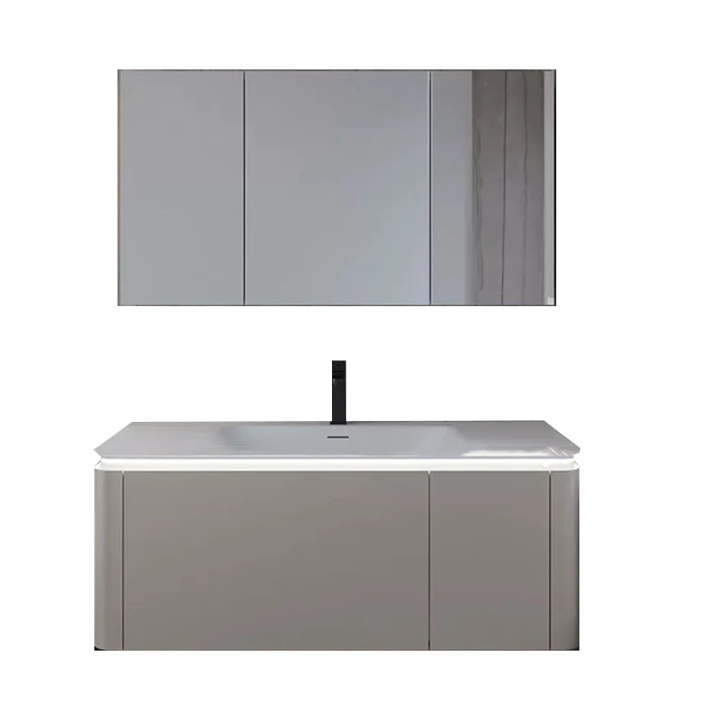 Consola abierta estándar montada en la pared rectangular moderna con juego de fregadero Clearhalo