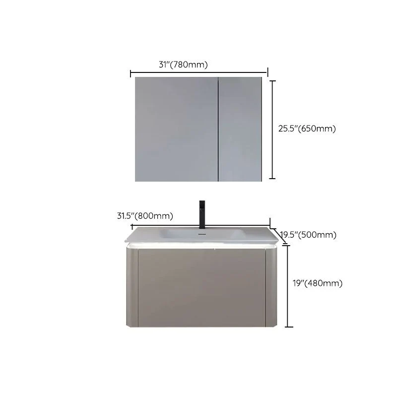 Consola abierta estándar montada en la pared rectangular moderna con juego de fregadero Clearhalo