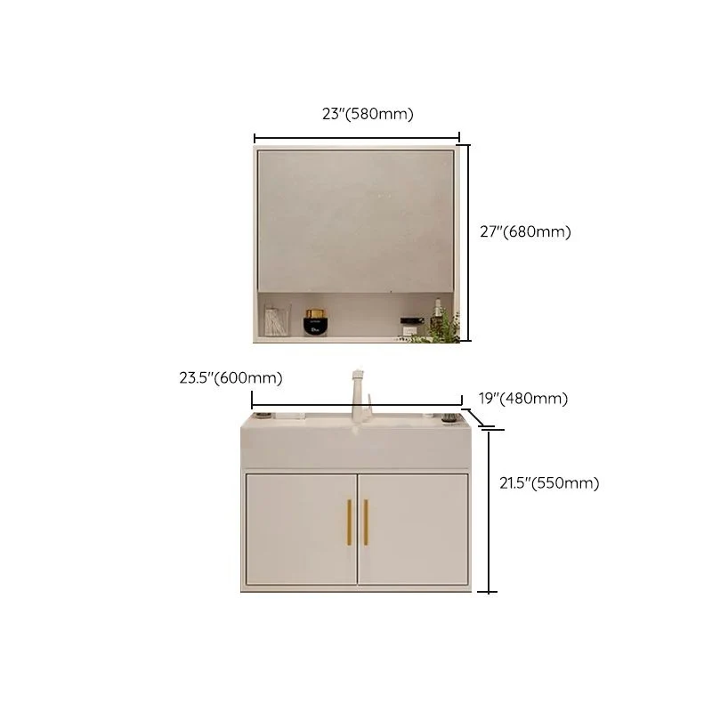 Consola abierta estándar de un solo lavabo montada en la pared, color blanco, con juego de lavabo Clearhalo