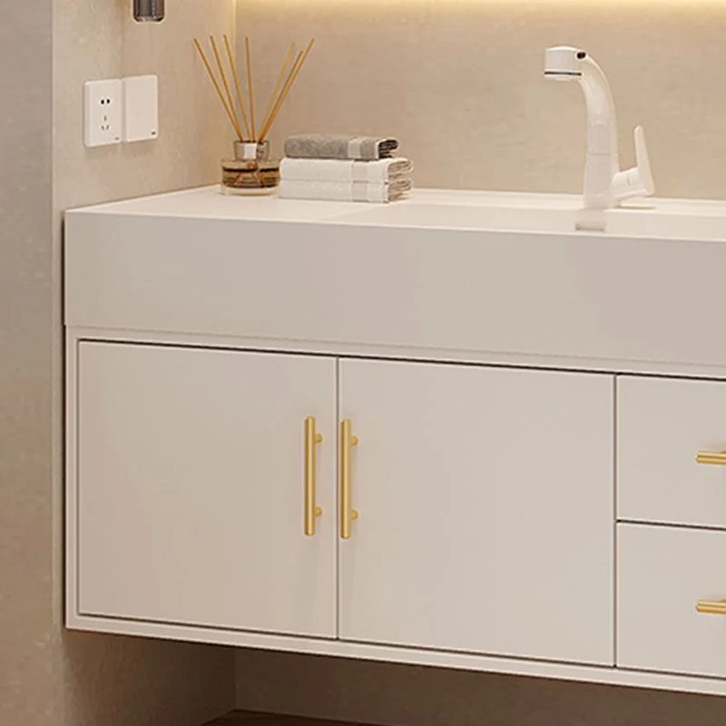 Consola abierta estándar de un solo lavabo montada en la pared, color blanco, con juego de lavabo Clearhalo