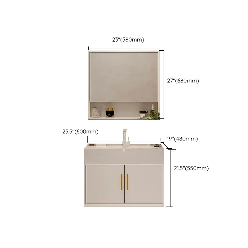 Consola abierta estándar de un solo lavabo montada en la pared, color blanco, con juego de lavabo Clearhalo