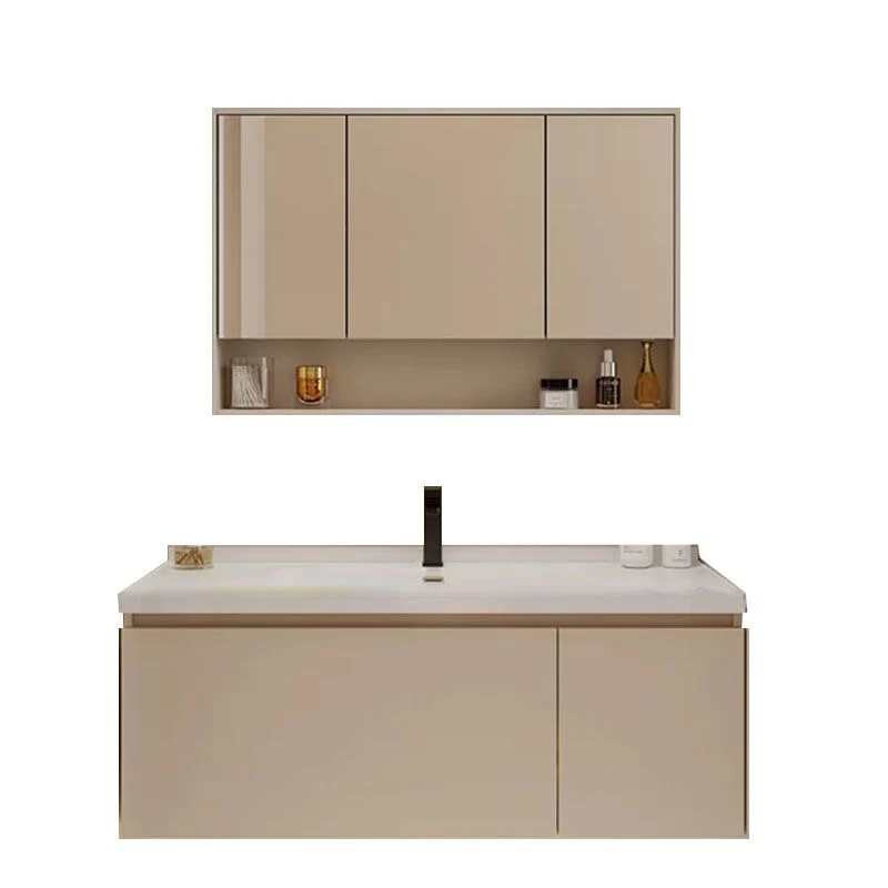 Consola abierta de madera estándar montada en la pared, moderna, blanca, con juego de fregadero Clearhalo