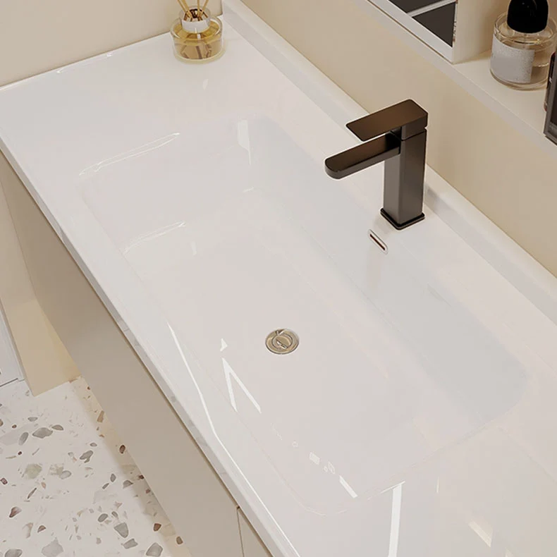 Consola abierta de madera estándar montada en la pared, moderna, blanca, con juego de fregadero Clearhalo