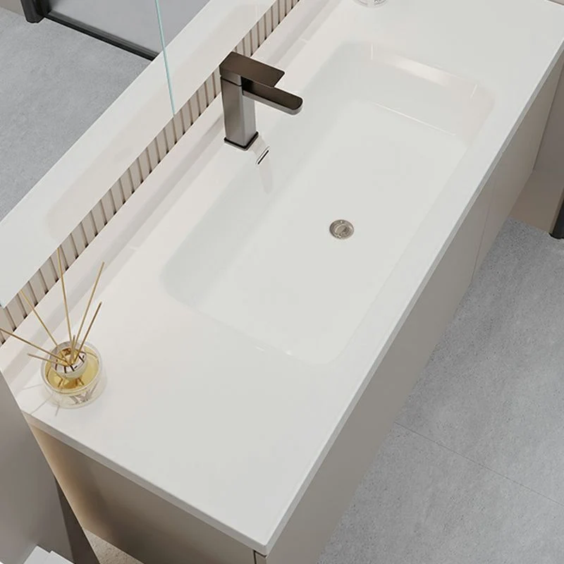 Consola abierta moderna de madera para montaje en pared, color gris, con lavabo individual, con juego de lavabo Clearhalo