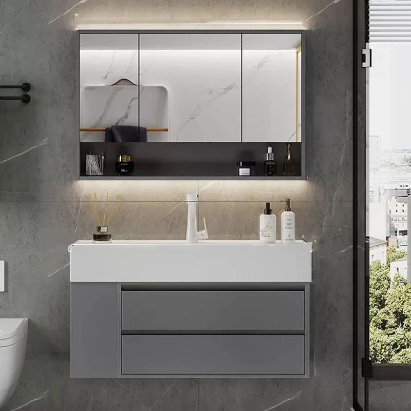 Consola abierta moderna de un solo lavabo estándar montada en la pared con juego de lavabo Clearhalo