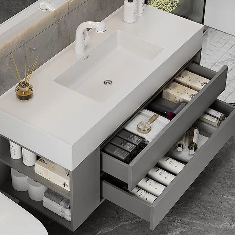 Consola abierta moderna de un solo lavabo estándar montada en la pared con juego de lavabo Clearhalo