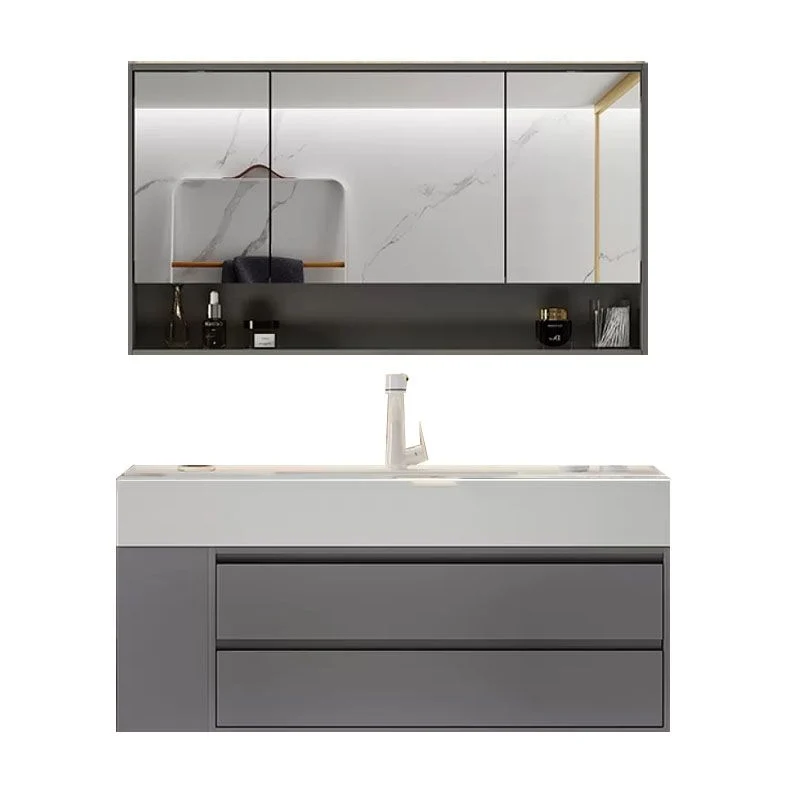 Consola abierta moderna de un solo lavabo estándar montada en la pared con juego de lavabo Clearhalo