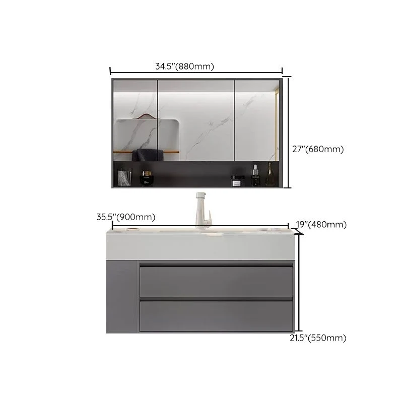Consola abierta moderna de un solo lavabo estándar montada en la pared con juego de lavabo Clearhalo
